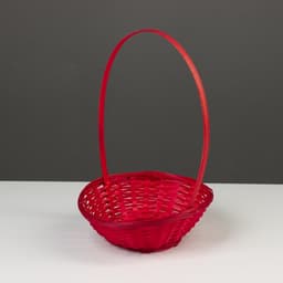 Корзина плетёная, бамбук, d=19xH5 см, красный
