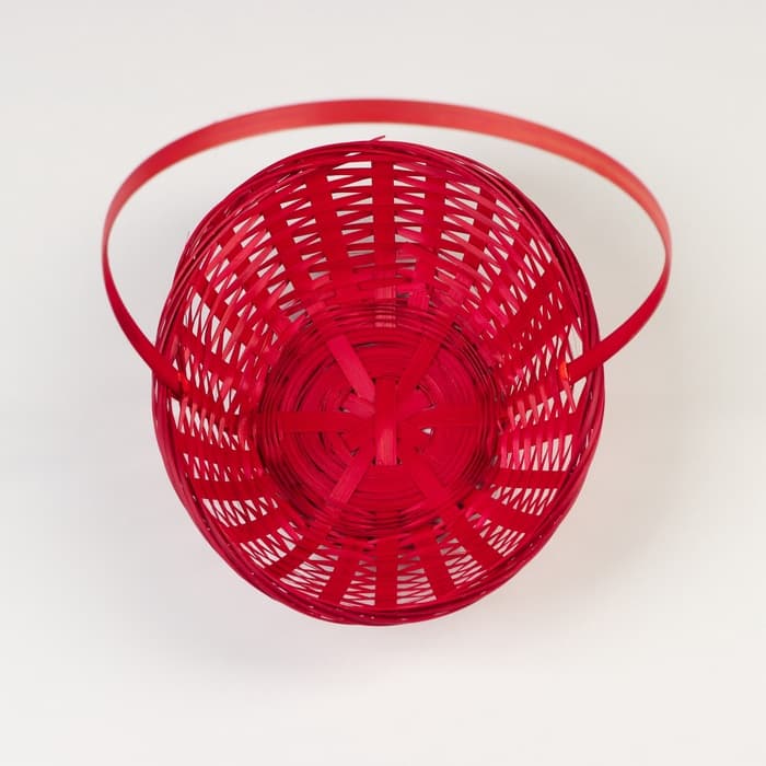 Корзина плетёная, бамбук, d=19xH5 см, красный