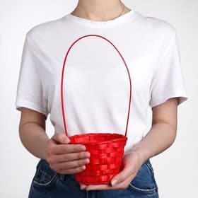 Корзина плетёная, бамбук, d=13xH9.5/28 см, красный