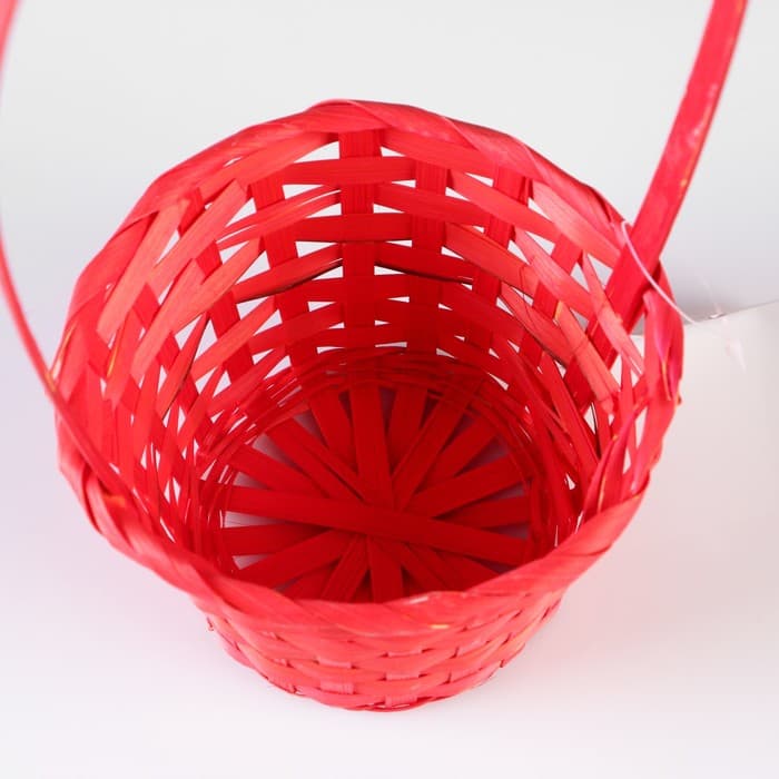 Корзина плетёная, бамбук, d=13xH9.5/28 см, красный