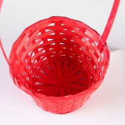 Корзина плетёная, бамбук, d=13xH9.5/28 см, красный