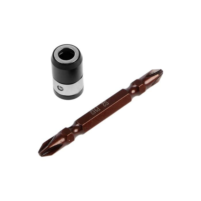 Бита двухсторонняя ТУНДРА, сталь S2, круглый магнитный фиксатор, PH2×65 мм