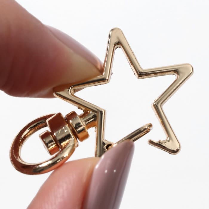 Карабин металлический «Звезда», 34×24 мм / 8×2.2 мм, 5 шт., под золото