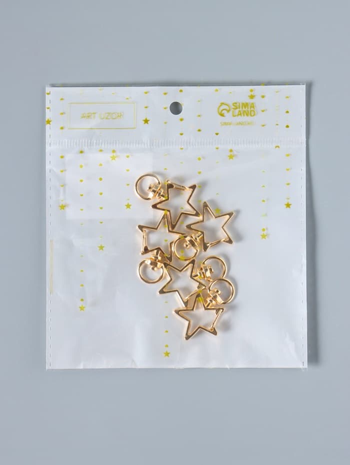 Карабин металлический «Звезда», 34×24 мм / 8×2.2 мм, 5 шт., под золото