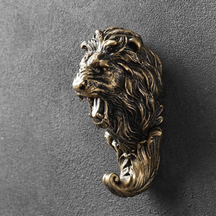 Крючок декоративный «Лев», декор настенный под бронзу, 6×6×12 см