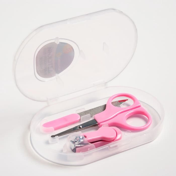 Детский маникюрный набор: ножницы, книпсер, пилка, розовый
