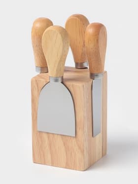 Набор ножей для подачи сыра, 4 шт., на магнитной подставке, 8.5×8.5×16.5 см, бежевый