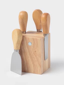 Набор ножей для подачи сыра, 4 шт., на магнитной подставке, 8.5×8.5×16.5 см, бежевый