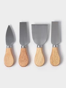 Набор ножей для подачи сыра, 4 шт., на магнитной подставке, 8.5×8.5×16.5 см, бежевый