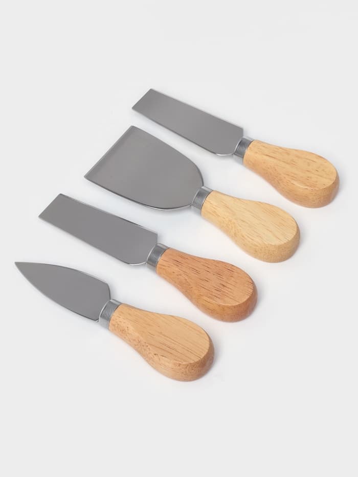 Набор ножей для подачи сыра, 4 шт., на магнитной подставке, 8.5×8.5×16.5 см, бежевый