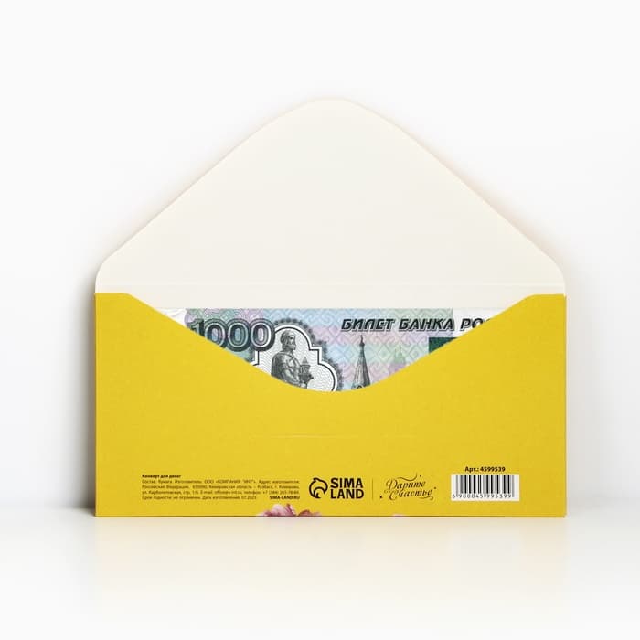 Конверт для денег «С Днем Рождения!», 16.5×8 см