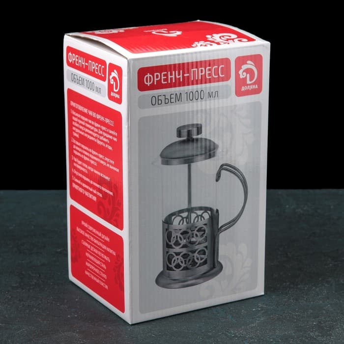 Френч-пресс стеклянный Доляна «Фараон», 1 л, 15.5×12×24.5 см