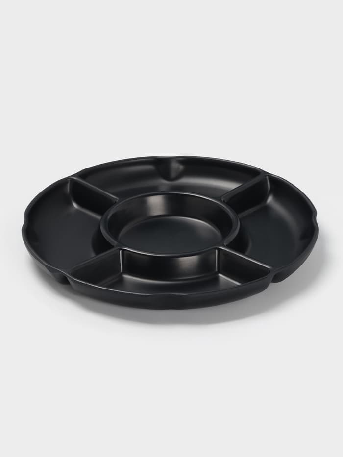 Менажница «Чёрный Восток», 5 секций, пластик, 25×2.5 см, диаметр центра 11 см, чёрная