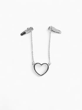 Зажим для кардигана «Сердечко», на цепочках, цвет серебро