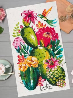 Кухонное полотенце «Доляна. Кактусы», 35×60 см, 100% хлопок, 160 г/м²