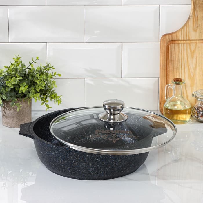 Жаровня Мечта «Гранит Star», 4 л, d=30 см, стеклянная крышка, антипригарное покрытие, серая