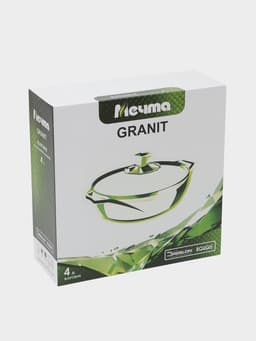 Жаровня Мечта «Гранит Star», 4 л, d=30 см, стеклянная крышка, антипригарное покрытие, серая