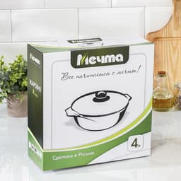 Жаровня Мечта «Гранит Star», 4 л, d=30 см, стеклянная крышка, антипригарное покрытие, серая