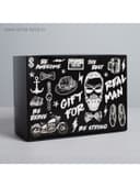 Коробка подарочная складная, упаковка, Gift for real man, 25×18×10 см