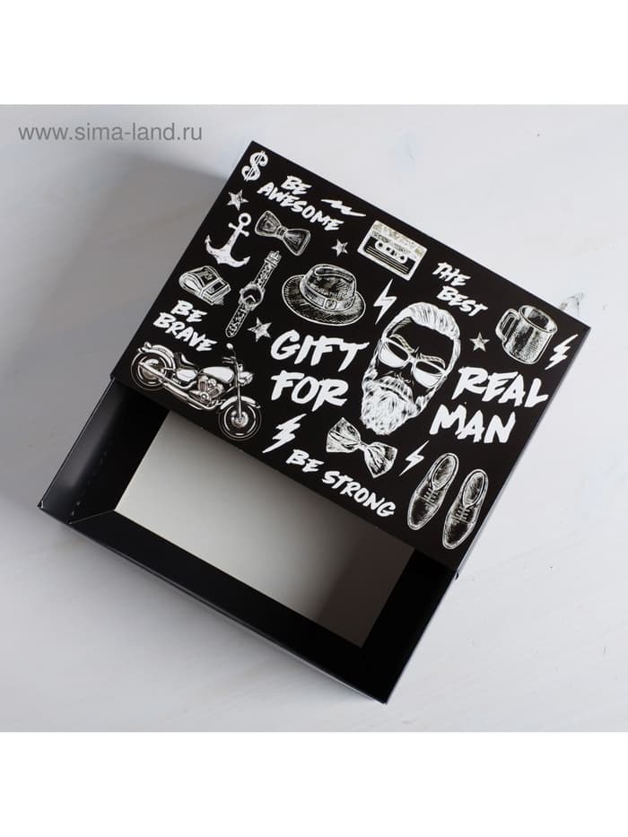 Коробка подарочная складная, упаковка, Gift for real man, 25×18×10 см
