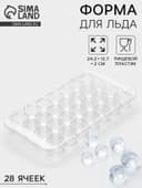 Форма для льда «Сапфир», 28 ячеек, 24×12.7×2 см, прозрачная