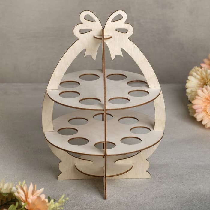 Подставка для яиц Доляна «Пасхальное Яйцо», 16 ячеек, 2 яруса, 30×21 см, дерево