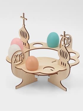Подставка для яиц и кулича пасхальная Доляна, 8 ячеек, 26×21 см, дерево