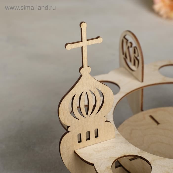 Подставка для яиц и кулича пасхальная Доляна, 8 ячеек, 26×21 см, дерево