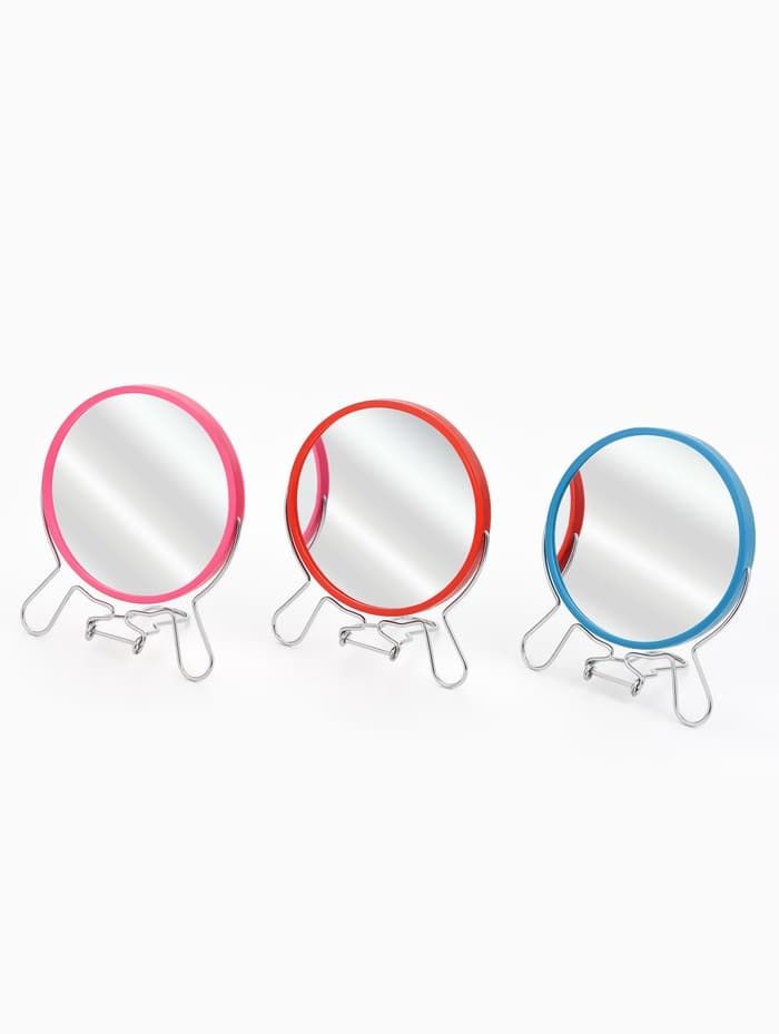 Зеркало настольное, с увеличением х2, круглое, настенное, двустороннее, 13.5×15 см, (d=11.5 см), МИКС