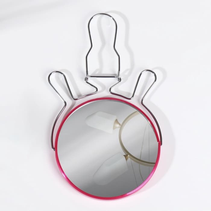 Зеркало настольное, с увеличением х2, круглое, настенное, двустороннее, 13.5×15 см, (d=11.5 см), МИКС