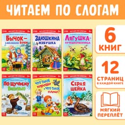 Детские книги «Читаем по слогам», набор 6 шт. по 12 стр.