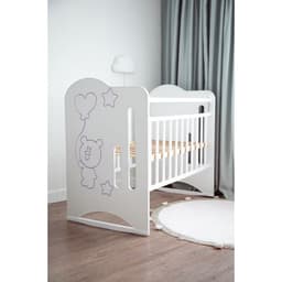 Кровать детская Sweet Bear, колесо-качалка, белый, 1200×600