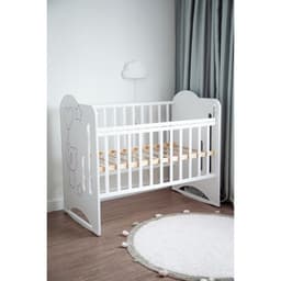 Кровать детская Sweet Bear, колесо-качалка, белый, 1200×600