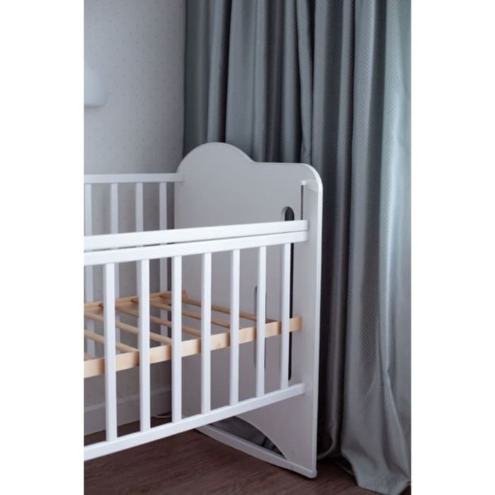 Кровать детская Sweet Bear, колесо-качалка, белый, 1200×600