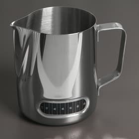 Молочник питчер, 600 мл, с индикатором температуры, нержавеющая сталь, 304 сталь, хромированный