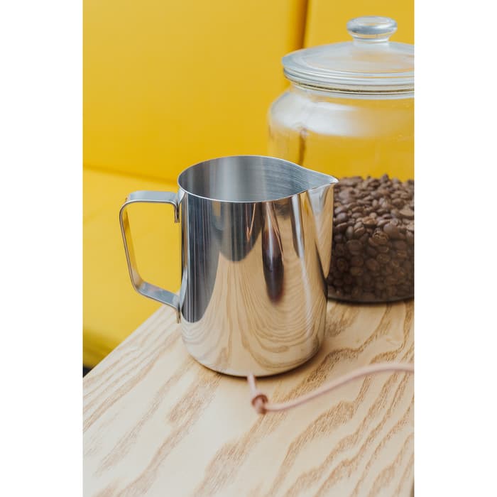Молочник питчер, 600 мл, с индикатором температуры, нержавеющая сталь, 304 сталь, хромированный