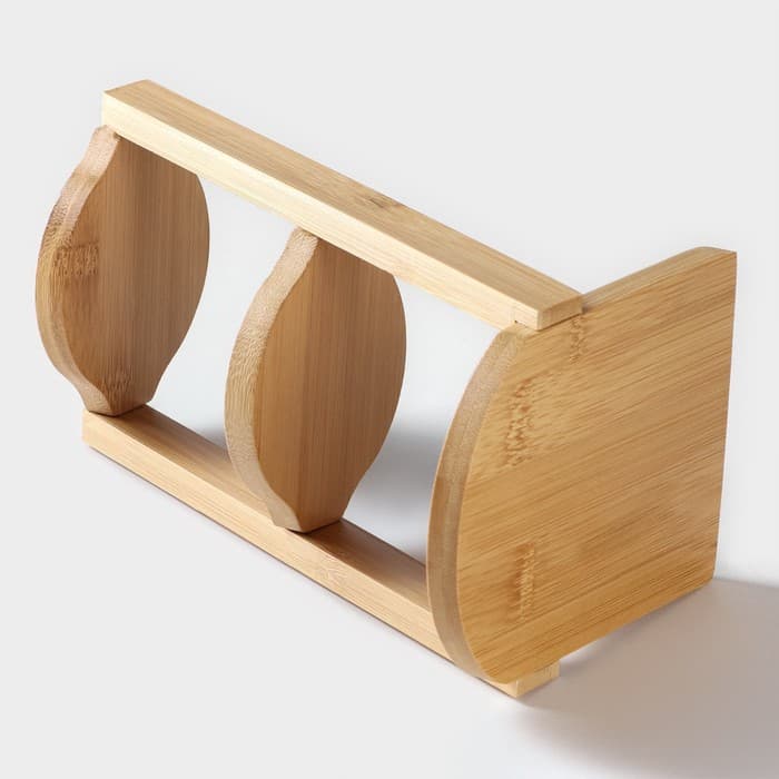 Банки для сыпучих BellaTenero, 150 мл, с ложками, на бамбуковой подставке, фарфор, белые