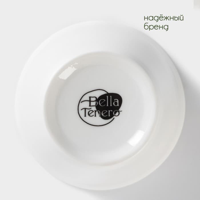 Банки для сыпучих BellaTenero, 150 мл, с ложками, на бамбуковой подставке, фарфор, белые