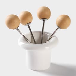 Набор для канапе и нарезки BellaTenero, 8 предметов: блюдо d=29.8 см, доска для нарезки, 2 ножа, 4 шпажки, фарфор, белый