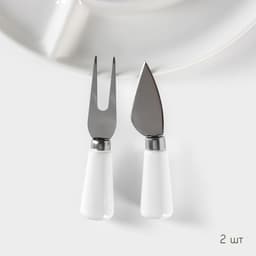 Набор для канапе и нарезки BellaTenero, 8 предметов: блюдо d=29.8 см, доска для нарезки, 2 ножа, 4 шпажки, фарфор, белый