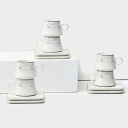 Набор кофейный «Мейси», 12 предметов: 6 чашек 100 мл, 6 блюдец d=11 см, керамика, белый