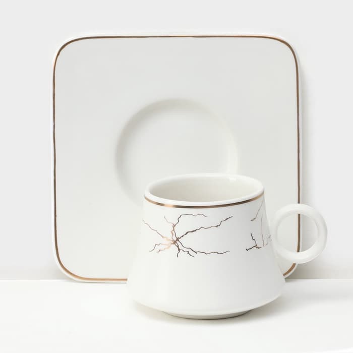 Набор кофейный «Мейси», 12 предметов: 6 чашек 100 мл, 6 блюдец d=11 см, керамика, белый