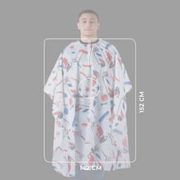 Пеньюар парикмахерский, белый, синий, красный