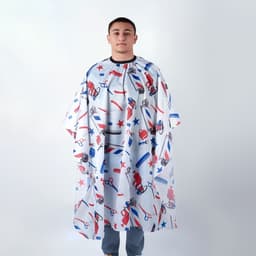 Пеньюар парикмахерский, белый, синий, красный