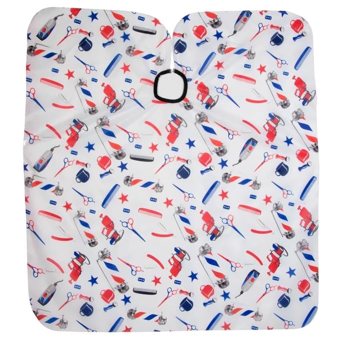 Пеньюар парикмахерский, белый, синий, красный