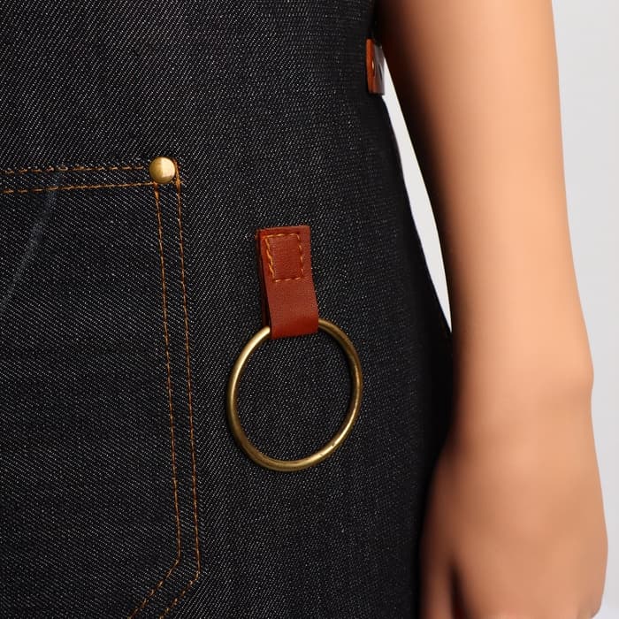 Фартук парикмахерский QF, джинсовый, с карманом, чёрный