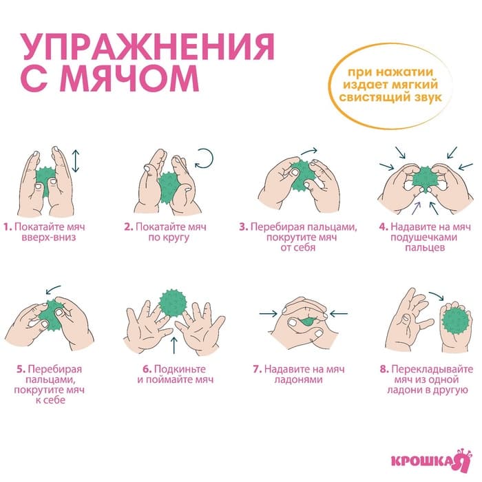 Развивающие тактильные мячики Крошка Я «Цыпленок тазик», в наборе 6 шт., с пищалкой, МИКС