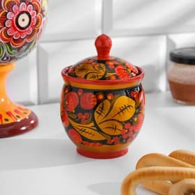 Банка для хранения сыпучих продуктов «Чайница», 11×9 см, хохлома, дерево