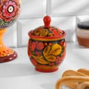 Банка для хранения сыпучих продуктов «Чайница», 11×9 см, хохлома, дерево