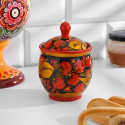 Банка для хранения сыпучих продуктов «Чайница», 11×9 см, хохлома, дерево